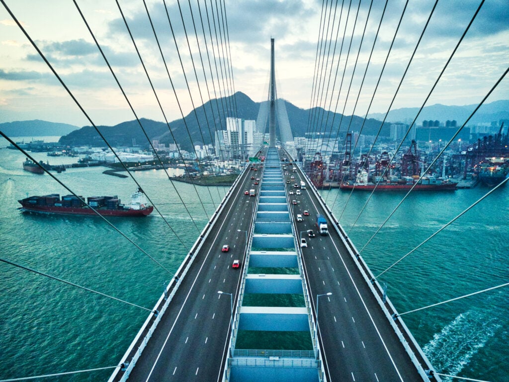 road bridge to city