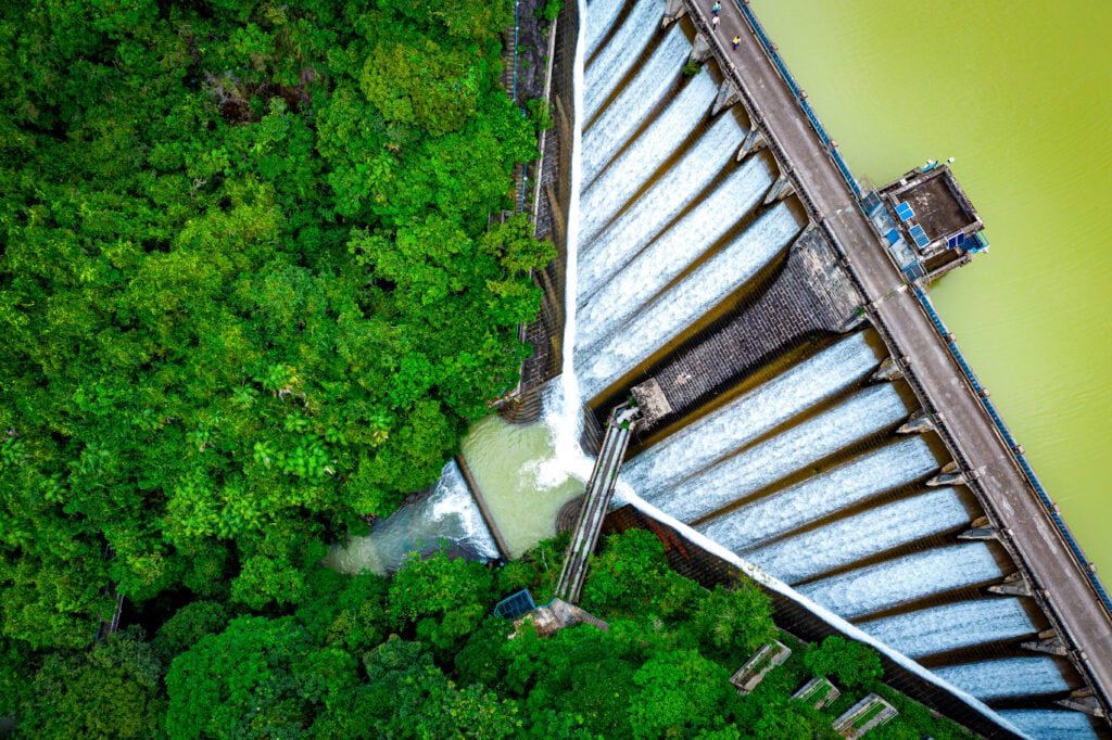 Ariel view of hydoelectric power facility