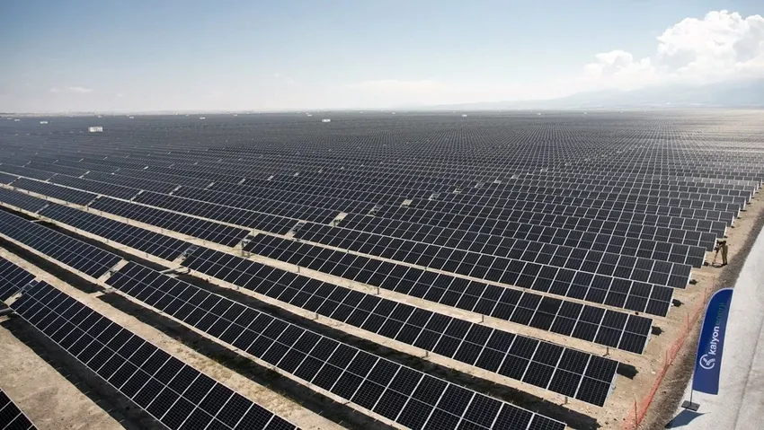 A solar panel farm.