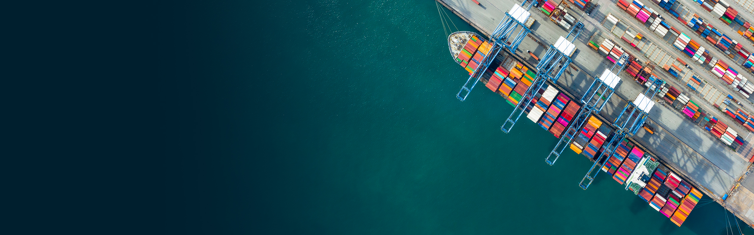 ariel view of container ship