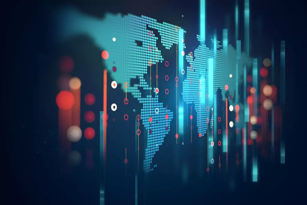 World map with tech background